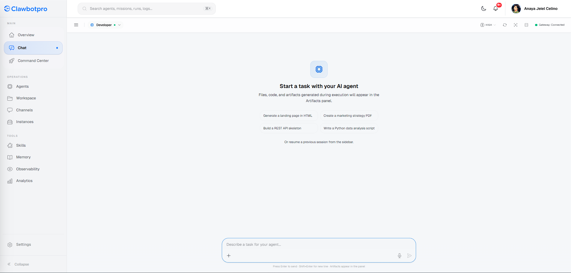 ClawbotPro Chat Interface